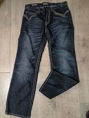 Mexx Blue Denim Waistband Jeans with Red Stitching Accent